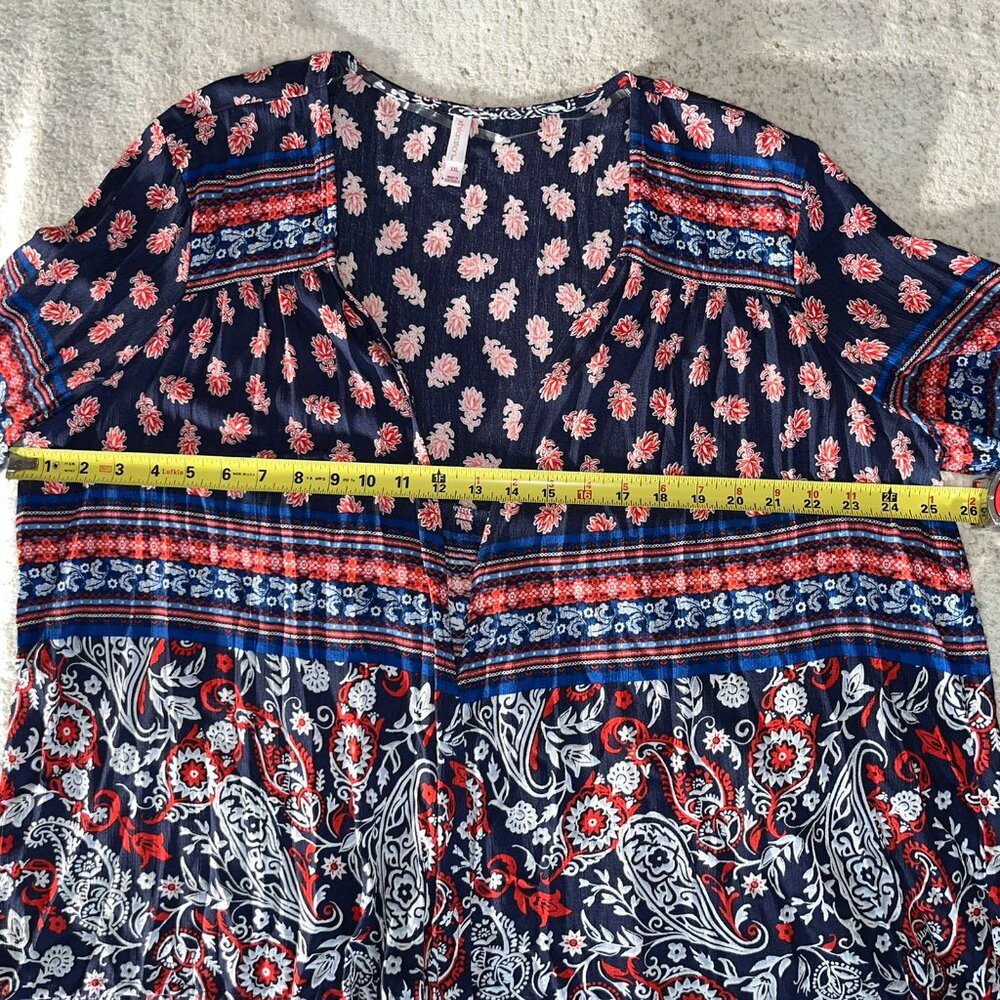 Xhilaration XXL NWT Boho Floral Open Front Kimono Cardigan High Low Hem - Picture 7 of 10